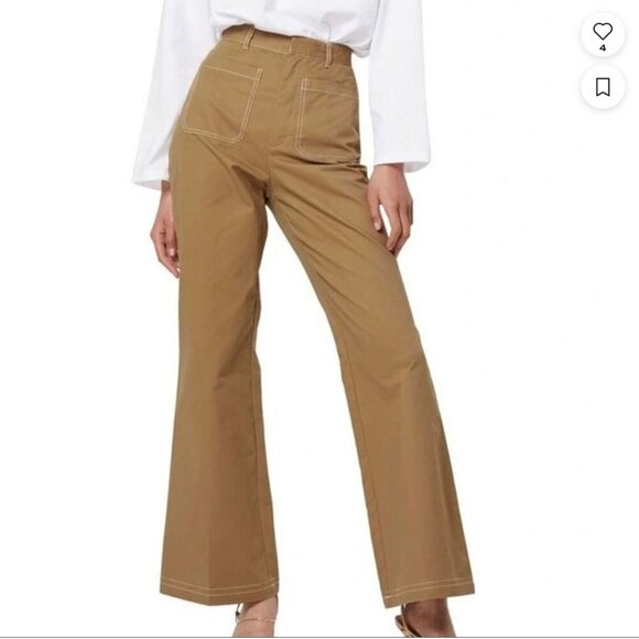 Mossman All Eyes On You Pant Tan Khaki High Rise Flare Wide Leg Office Neutral - Picture 12 of 14